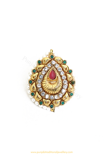 Antique Gold Finished Rubby Emerald Ring By PTJ